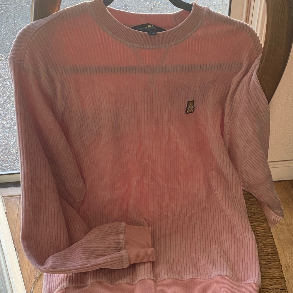 Pink Corduroy/velvet Teddy Fresh Sweater